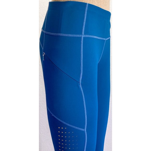 NWOT Athleta Blue Low Rise Lace 3 Pockets Draw String Long Activewear Leggings S - Picture 5 of 11